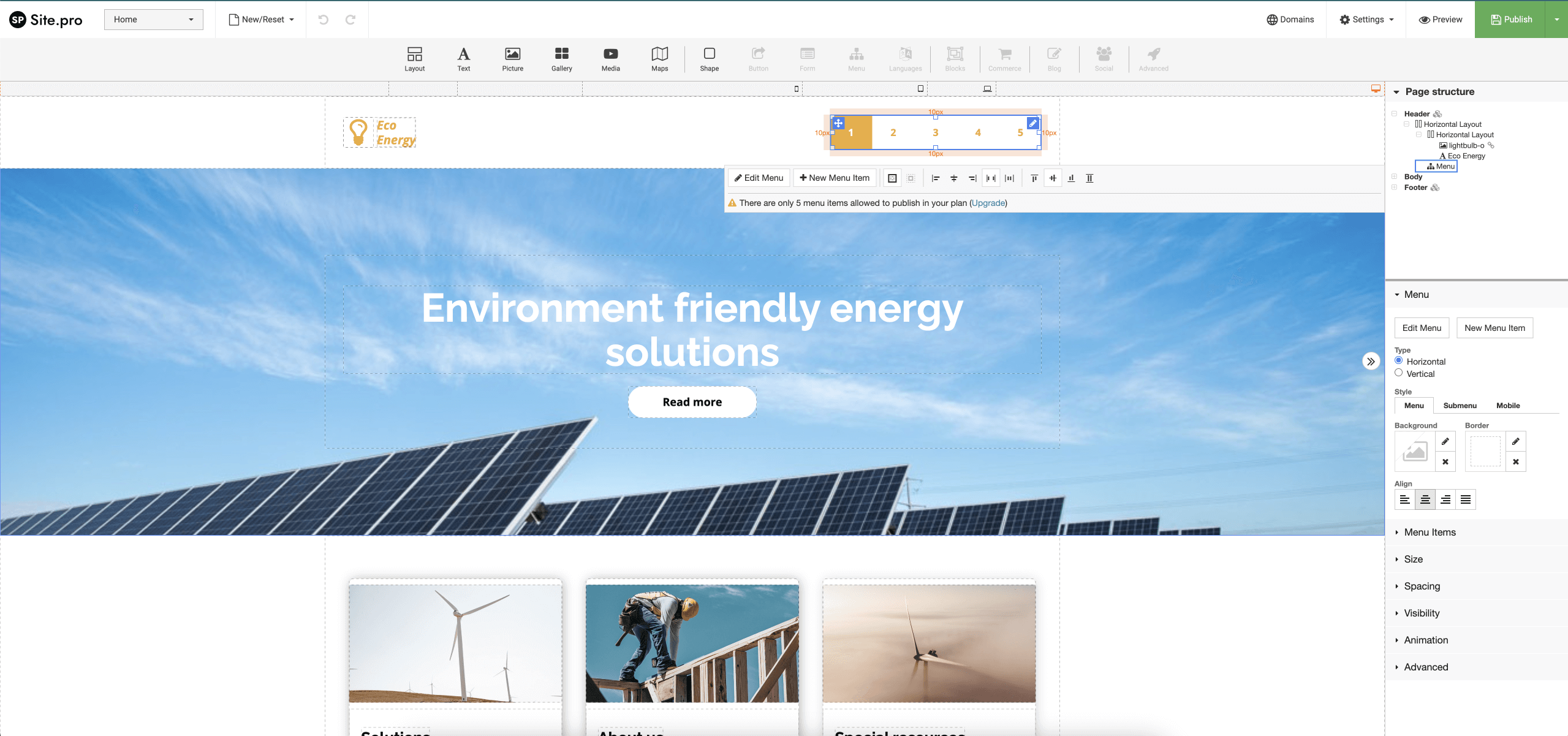 Anzahl der Menüpunkte im Menüelement anzeigen